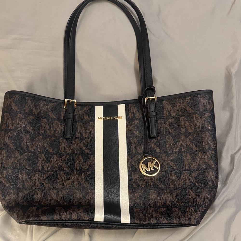Michael Kors Black and Brown Signature Tote